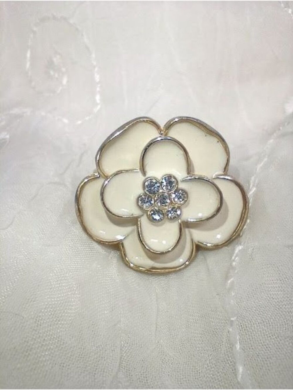 Flower-Shaped Geneva Watch Ring With Rhinestone & Hidden Face